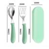 Stainless Steel Children's Spoon and Fork Set, Three-Piece Set Baby Tableware Maternity Gift Round Handle Spoon and Fork