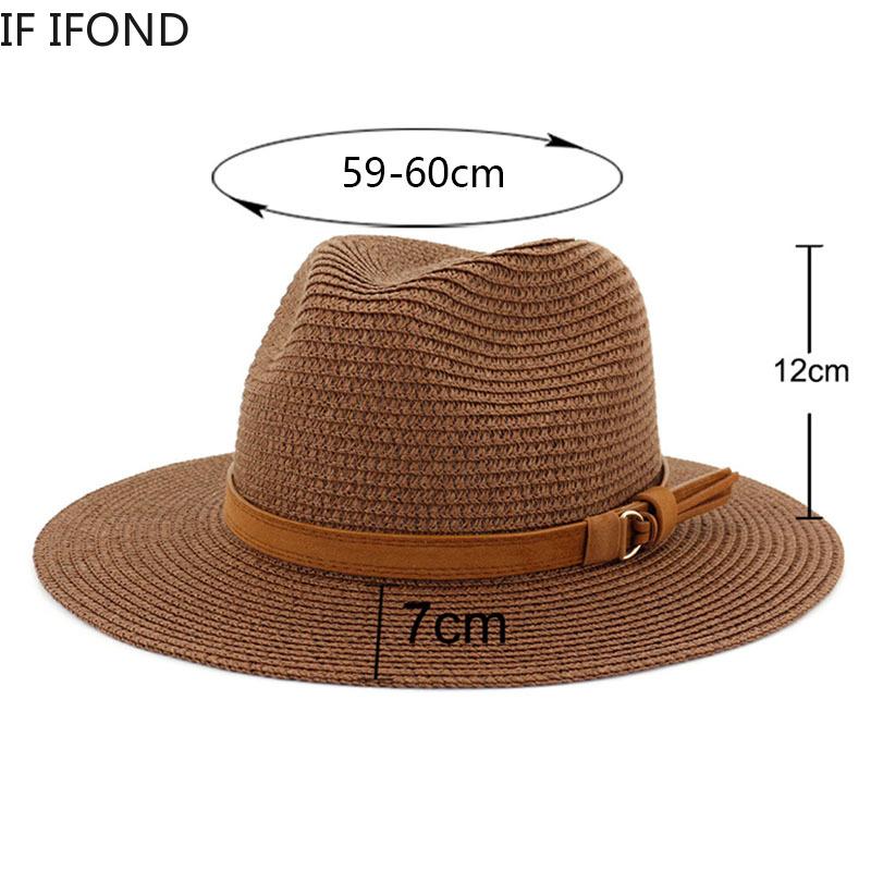 Nuovo Taglia Grande 59-60CM Cappello Panama Cappelli Estivi da Sole per Donna Uomo Esterno Spiaggia Paglia Cappellino Protezione UV Chapeau Cappello Jazz Trilby