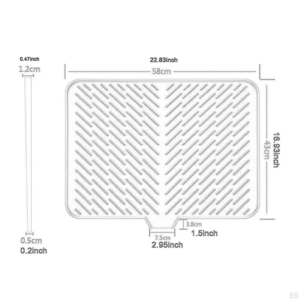 Compact Kitchen Sink Mat for Dish Drying with Drain Feature