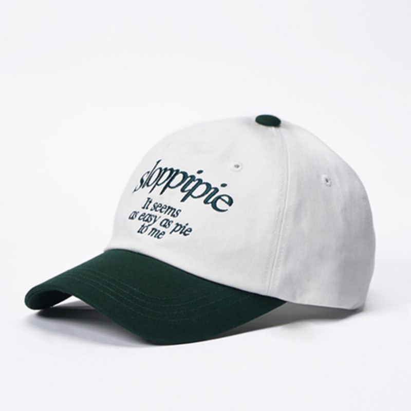 sloppipie SIGNATURE COTTON BALL CAP [IVORY&GREEN]