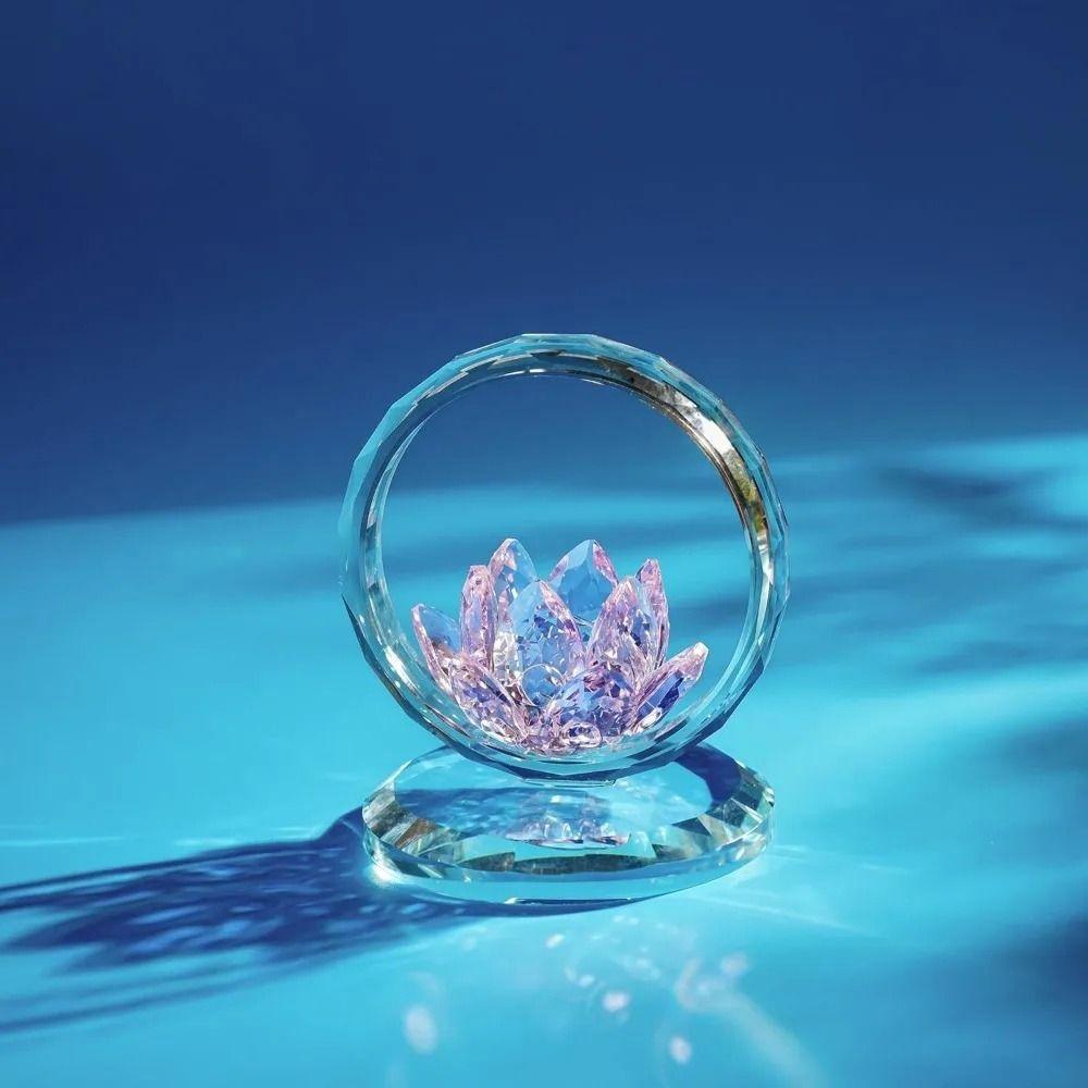 Transparent Crystal Lotus Ornament Stable Base Lotus Crystal Statue  Wedding Gifts