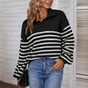 Women's Casual Fashion 2022 Long Sleeved Knitting Contrast Color Sweater Top