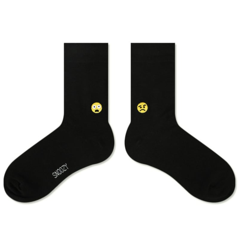 SNOOZY Ugly Smile Embroidered Socks (Black)