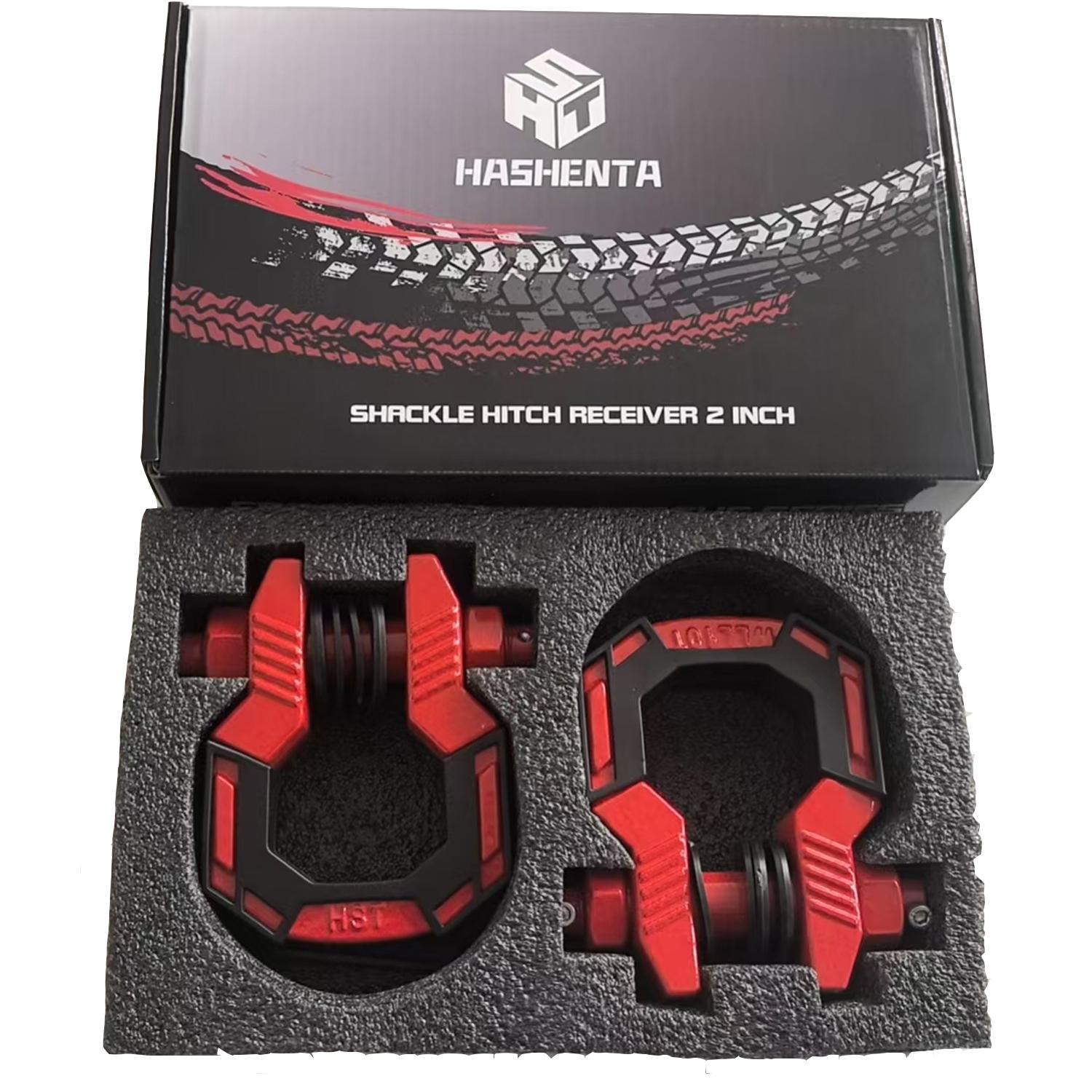 2PCS D Heavy Duty 3/4” Shackle with 7/8 Pin ,88,000 Lbs Breaking force, for Tow Strap, Winch, Off-Road Vehicle красный