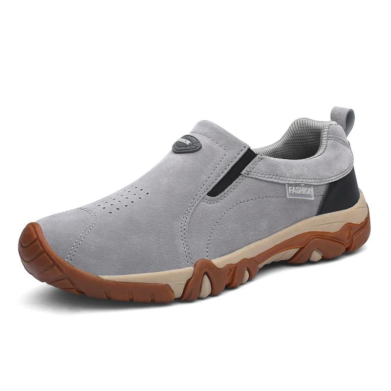 Fashion Men's Casual Sneakers Fashion Leather Breathable Outdoor Hiking Shoes Men Non-Slip Trekking Shoes Mens Moccasins Zapatos Hombre