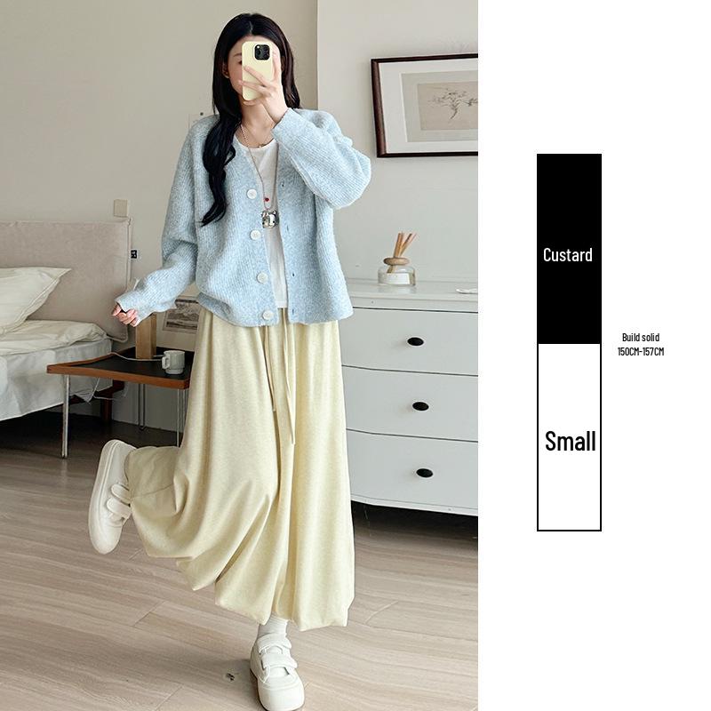 Khaki Sticky Rice Bud A-line Skirt: Women's High Waist Slimming Mid-length for Autumn 2025