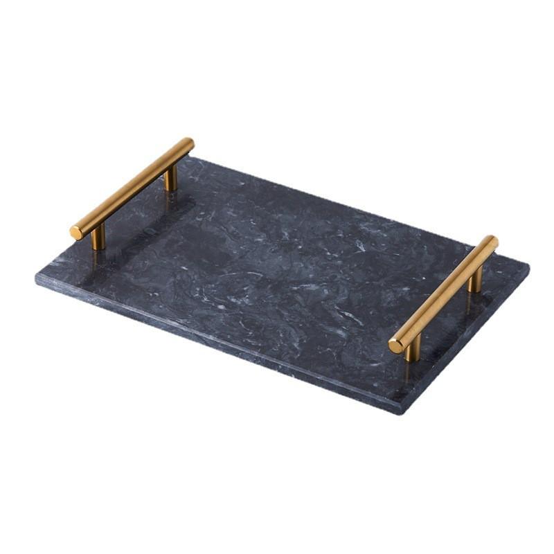 Naturalna marmurowa taca do serwowania Dekoracja biżuterii Wystawa na stolik kawowy Kwadratowy kształt 30x20cm Minimalistyczny styl nordycki