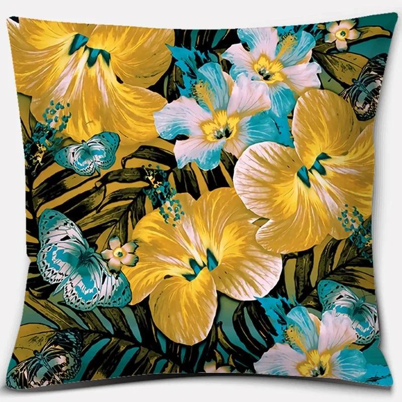 Beautiful Flower Pattern Pillowcase Square Car Sofa Cushion Pillowcase