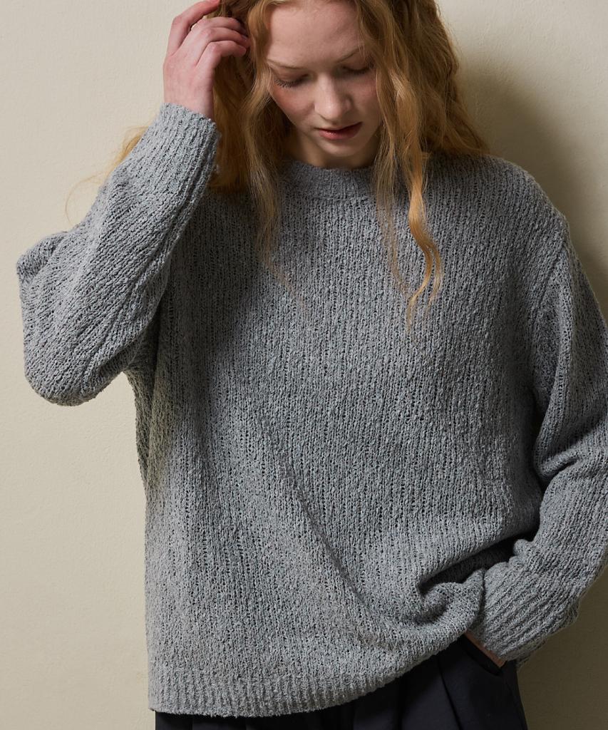 SHINE ON YOU Cotton Blend Loose Knit_ Soft Melange Gray