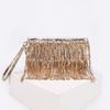 Women's Sequins & Fringe Evening Clutch - Bohemian Unique Woven Straw Beaded Handbag with Luxury Texture for Wedding & Party Outfits