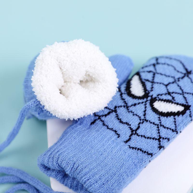 Winter Kinderhandschuhe Cartoon Spider-Man Nackenhandschuhe Warm und Verdickt Kälteschutzhandschuhe Wintergeschenke für Kinder