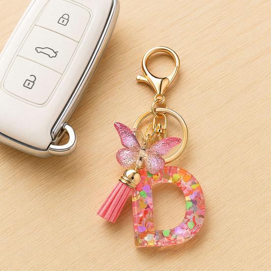 Heart Keyring Keychain Pendant Epoxy Resin Pink 10.7 Cm/4.21 In 1 Pc