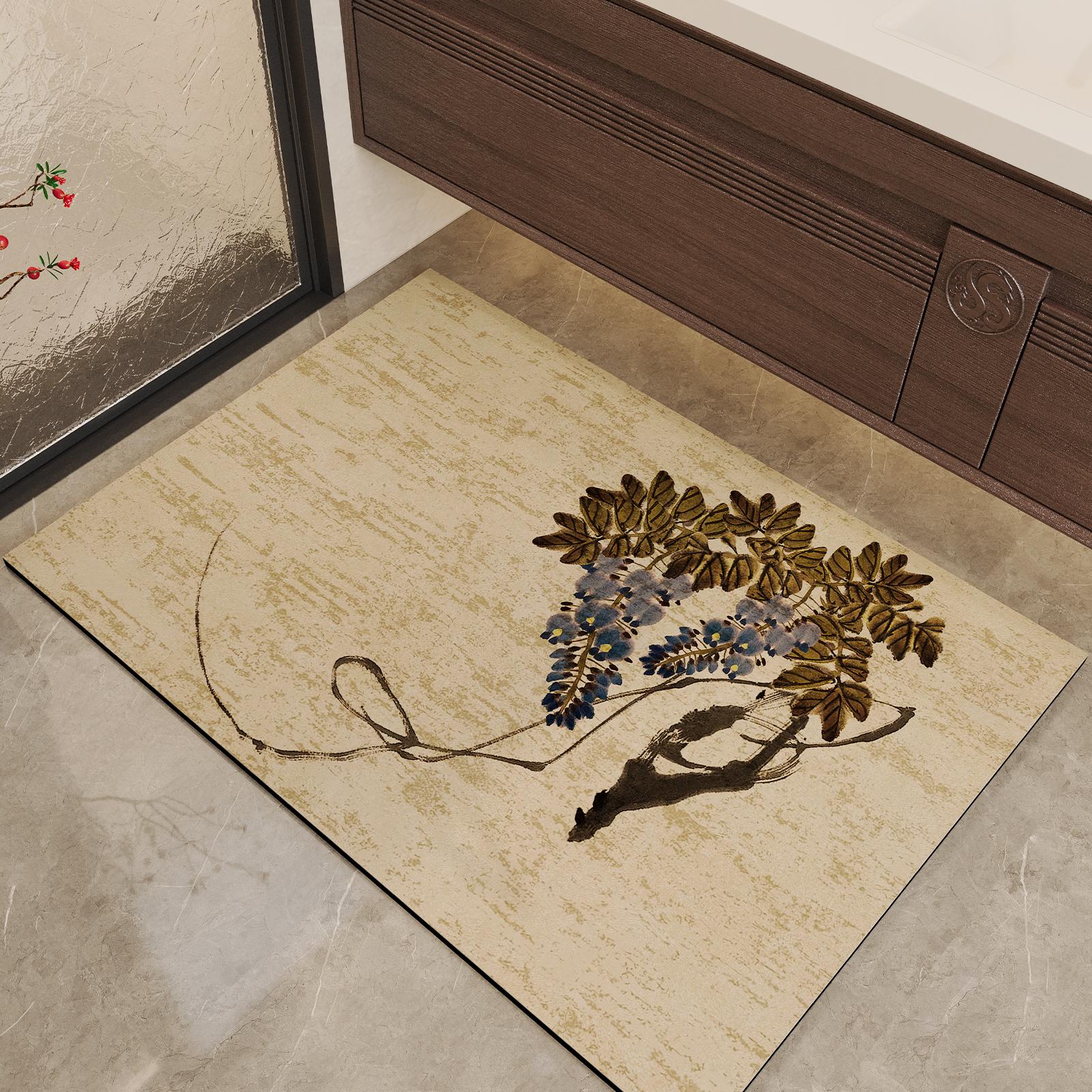 

VIKAMA Chinese Diatomite Water-Absorbent Mat Non-Slip Restroom Toilet Household Bathroom Doorway Quick-Drying Mat Home Decor 40X60CM (1.3X2FT