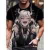 Men's T-Shirt Anime Samurai Girl 3D Print T Shirt Fashion Men Women Loose Casual Top Japanese Korean Style Street Trend Tee