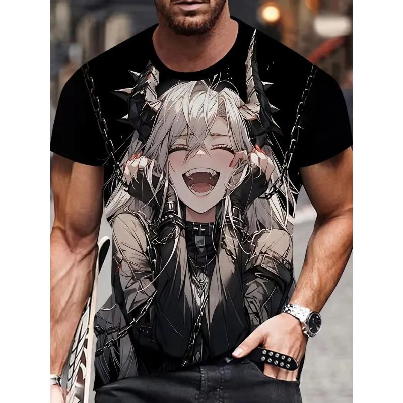 Men's T-Shirt Anime Samurai Girl 3D Print T Shirt Fashion Men Women Loose Casual Top Japanese Korean Style Street Trend Tee