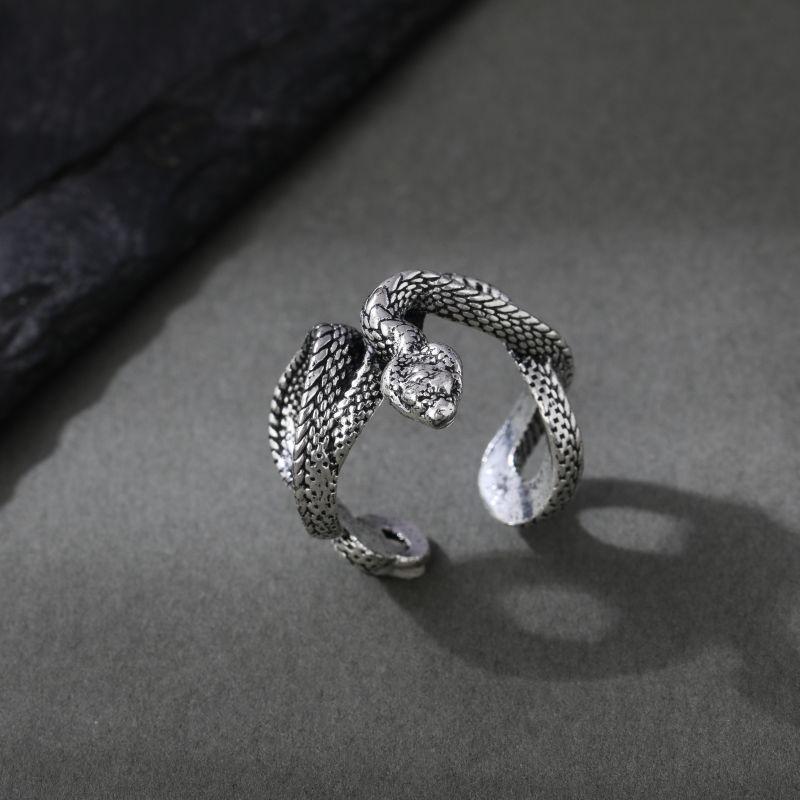 Retro European & American Dark Punk Snake Ring - Three-Dimensional, Coiled, Open Design