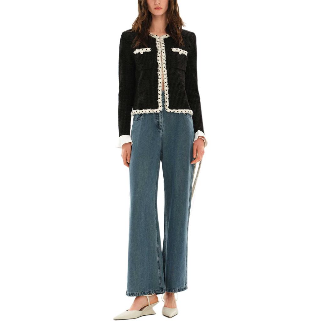 Karl Lagerfeld French Elegant Daily Commuting Dating Outfit Luxurious Quality Round Neck Cotton Pearl Lace Jacket Sweater Women Outerwear M21E2238999