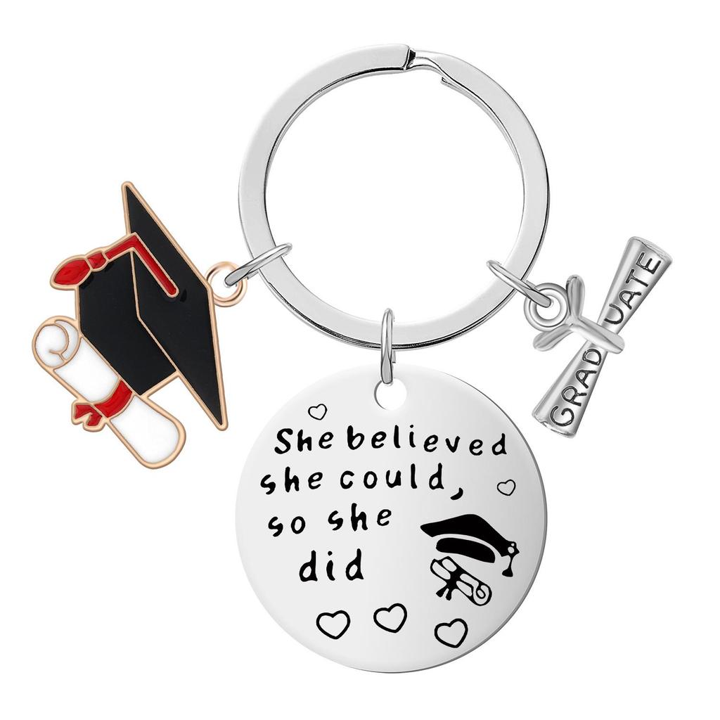 Stainless Steel Inspirational Graduation Keychain for Classmates and Teachers