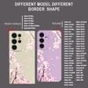 Peach Blossom Patterned Silicone Phone Case For Samsung Galaxy A17 A56 A36 A55 A16 A15 5G A35 A54 A26 A14 Soft TPU Lanyard Cover