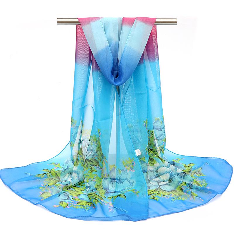 Lightweight Chiffon Scarf: Spring/Summer Print, Beach Towel & Sunscreen Shawl for Ladies