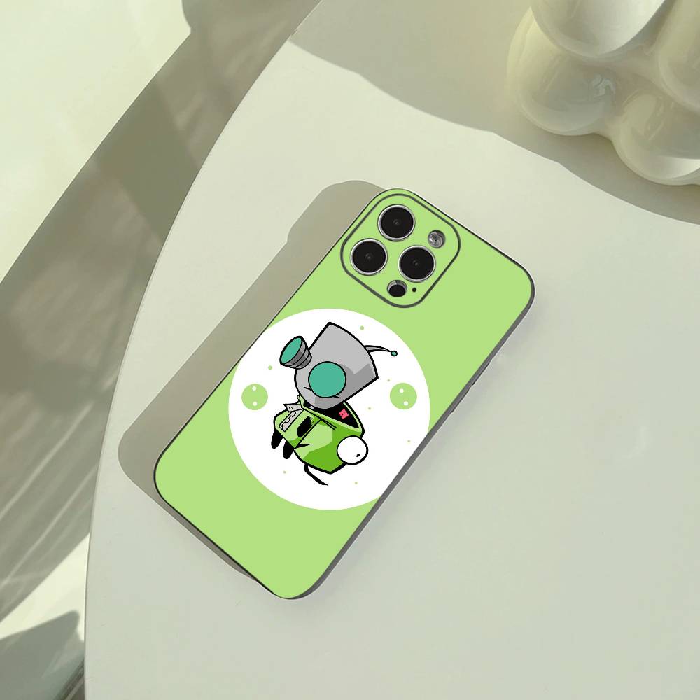 Cartoon Invader Zim Gir Phone Case For iPhone 17,16,15,14,13,12,11 Pro Max,16/15/14Plus,XS Soft Black Cover