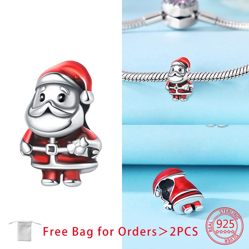 Santa Claus Christmas Tree Sleigh Gingerbread Man Beads Copper Charms Pendant Fit Women Diy Original Bracelet Jewelry Gift