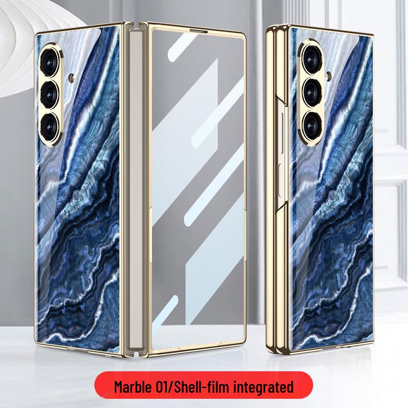 Samsung Z Fold7 Marble Folding Case: Stylish & Trendy Glass Cover for Women
