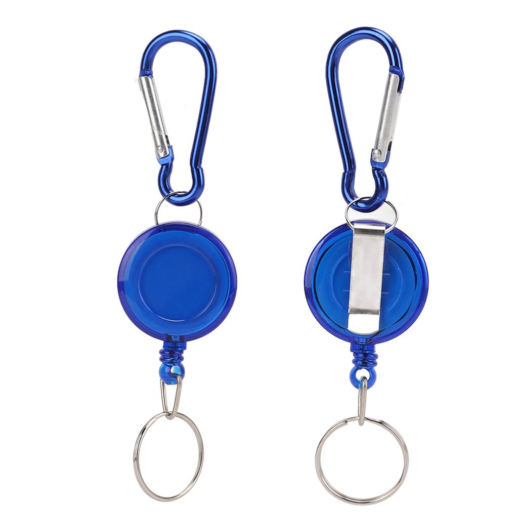 3PCS Nylon Rope Telescopic Burglar Tool Mini Anti Lost Retractable Pull Keychain BuckleBlue
