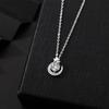 S999 Sterling Silver Star and Moon Zircon Necklace - Elegant Light Luxury Design for Women