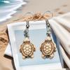 Ear Pendants with Ethnic Style, Retro Turtle Greenstone Turquoise Ear Pendants, Textured Stone Earrings