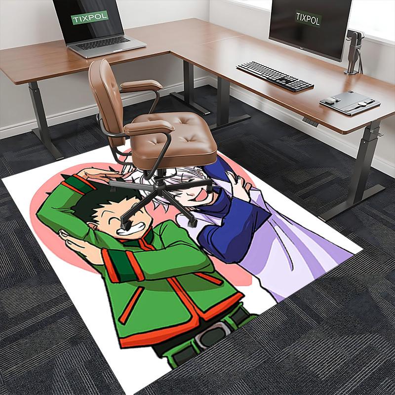 1pc Anime Cartoon Design Office Chair Mat - Inuyasha and Kagome Heart Shape Decorative Rug for Home Office, Festival Gift, Suitable for Offices, Livin