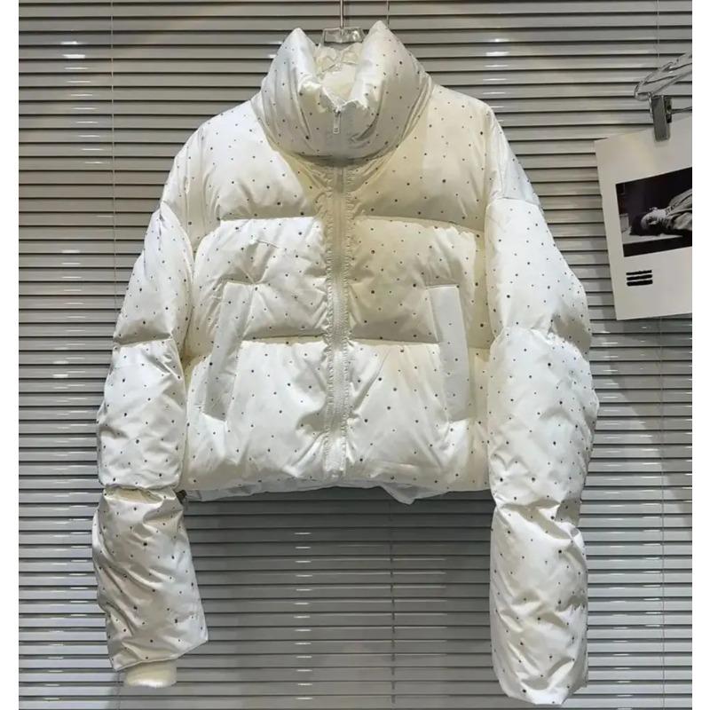 Parka de iarnă pentru femei Îmbrăcăminte exterioară Paltoane scurte Palton coreean cu strasuri Jachete groase de puf calde pentru doamne