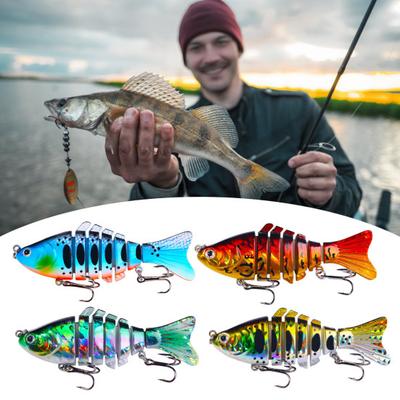 5 stk Flerleddede Swimbait Fiskeagn med Trippelkroker Realistisk Utseende Sterk Farge Gjenbrukbare Harde Agn Kunstige Agn