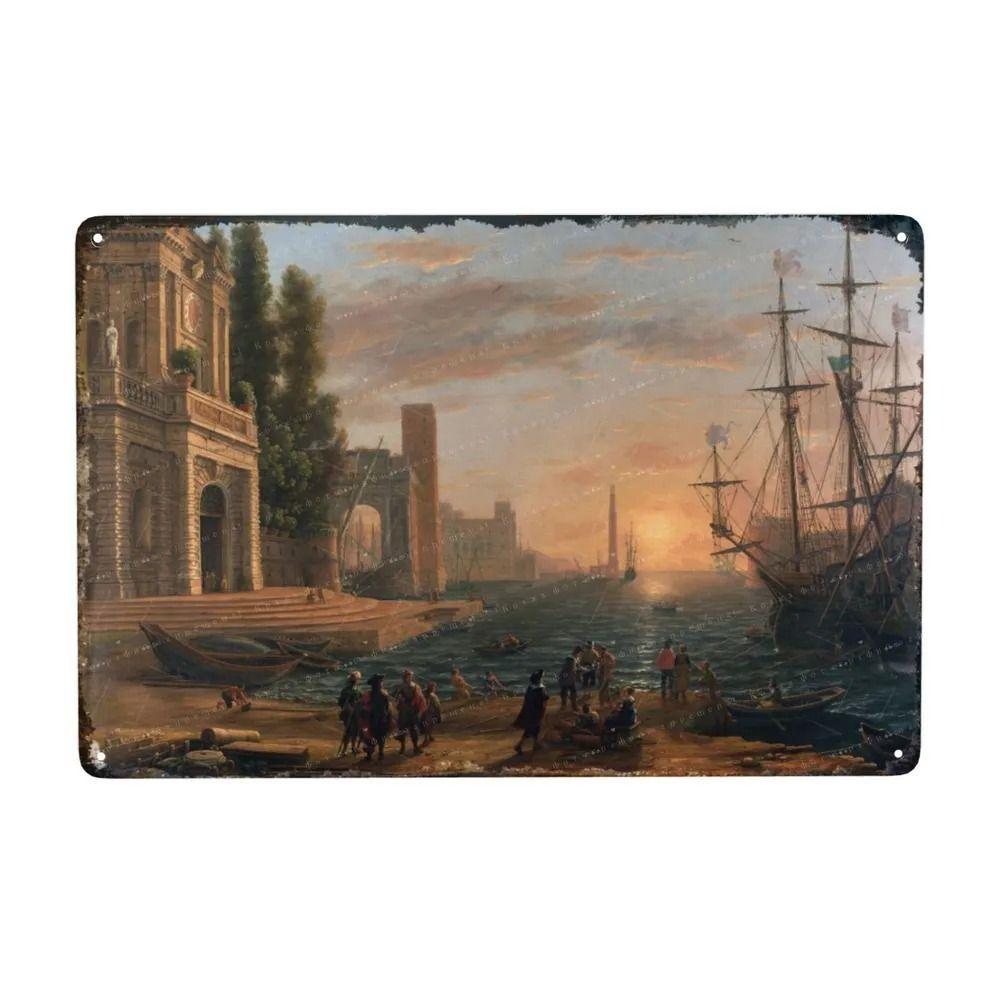 Oil Painting Style Retro Characters Landscapes Metal Tin Sign Wall Poster