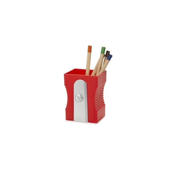 Pot à crayon - sharpener - rouge - plastique - 11.5 cm de hauteur - 8.5 cm de largeur