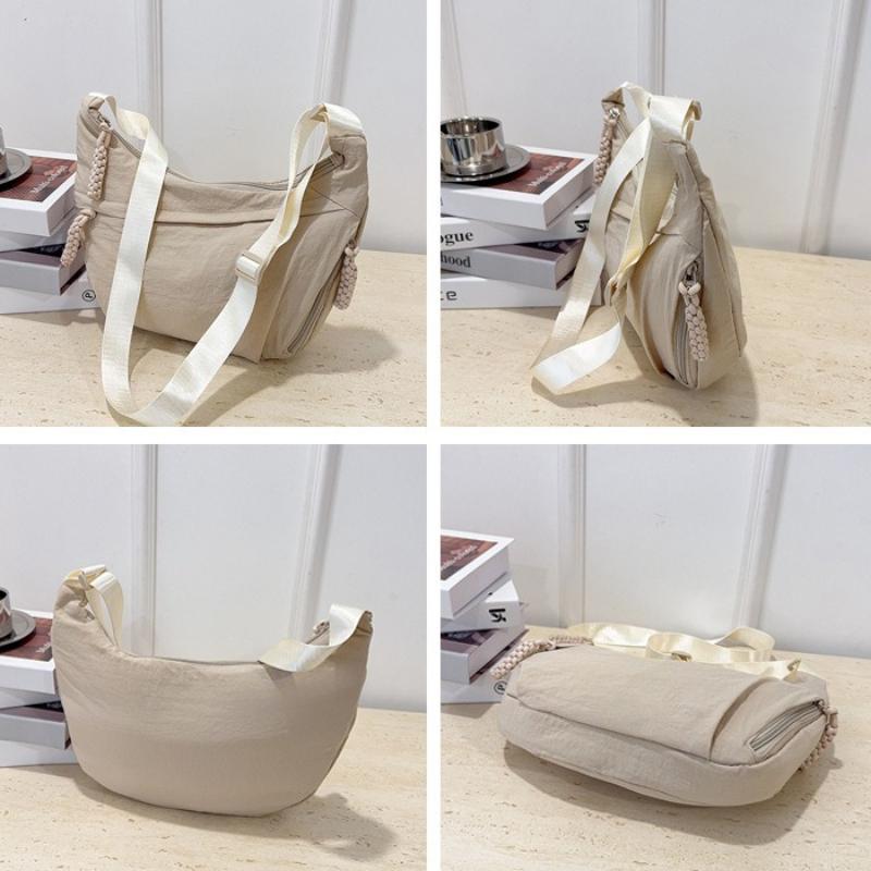 Borsa a tracolla da donna in nylon di grande capacità, borsa a spalla casual multifunzionale, borsa a sacchetto semplice per uso quotidiano, borsa per il pendolarismo