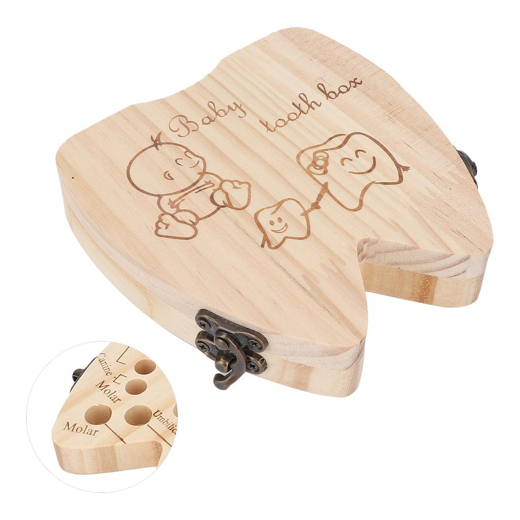 Teeth Storage Wooden Box Baby Tooth Keepsake Collecting Box Infants Kids Save Boxes