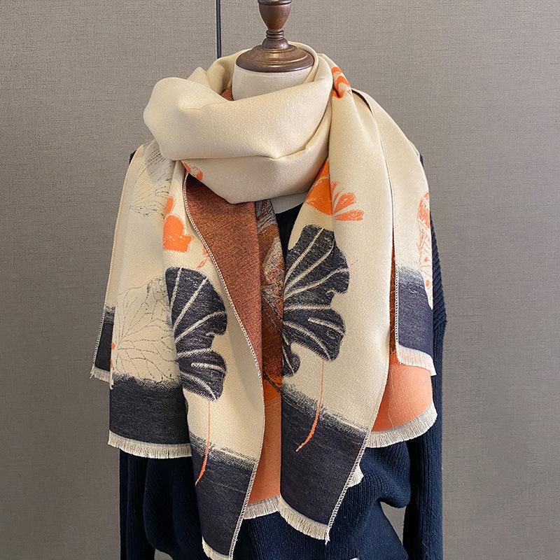 New Retro Fashion Imitation Cashmere Scarf For Women In Winter, Thickened And Warm Neck, Dual Purpose Shawl Exterior