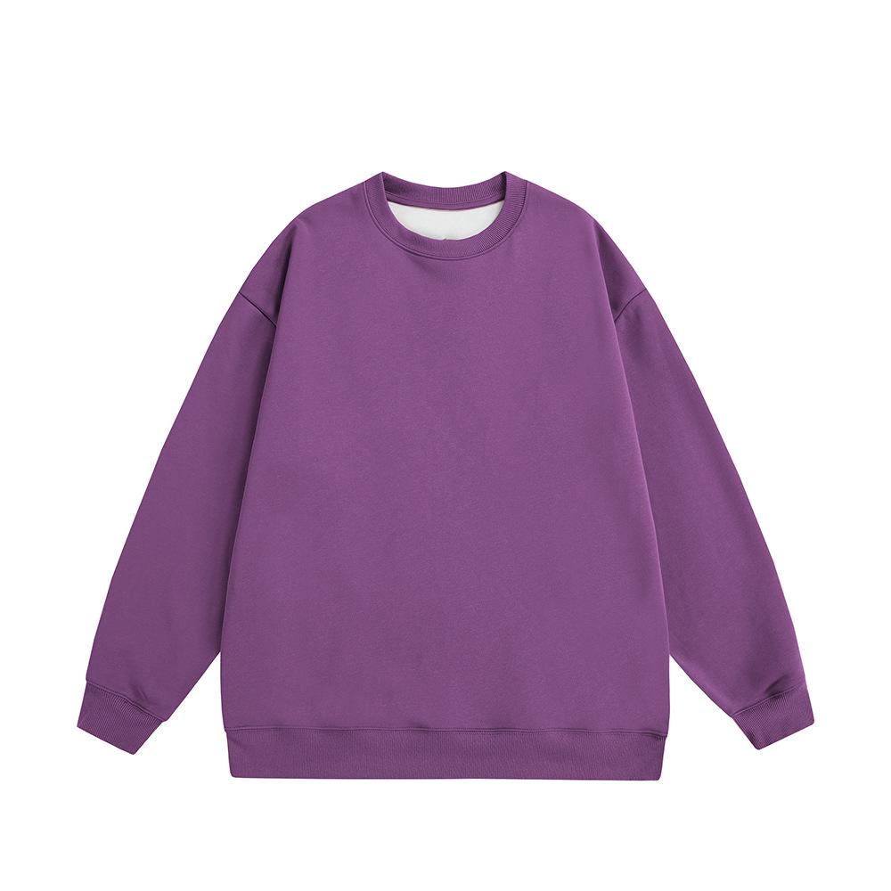 Autumn 2025 Men's Plus Size Loose Round Neck Solid Color Long Sleeve Hoodie