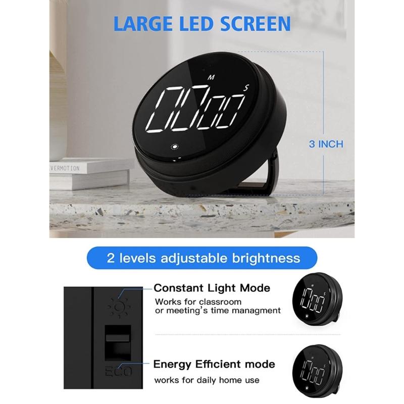 Visuell roterande timer med LED-digital display Digital kökstimer Nedräkning Uppräkningstimer Justerbar volym