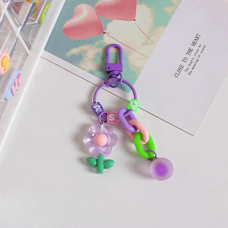 Ins Cute Tulip Keychain Color Ball Pendant Small Fresh Resin Car Key Chain Women'S Backpack Accessories Phone Case Charm Gift