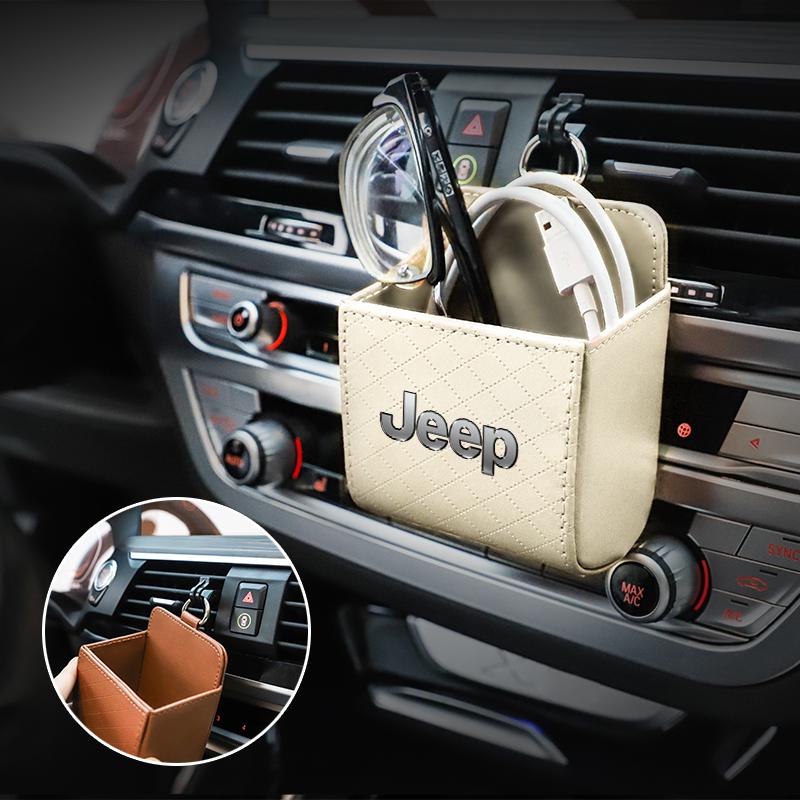 Car Air Outlet Storage Box Phone Lipstick Lighter Organizer For Jeep Renegade Compass Grand Cherokee Wrangler Patriot Rubicon AJV1
