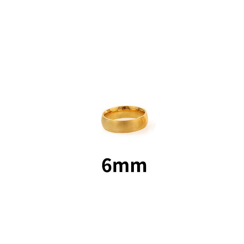 Brushed Titanium Steel Women's Ring with 18K Gold Accents - Modern Cold Style for Couples