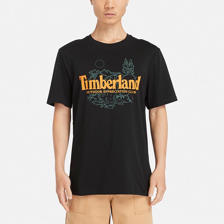Timberland 2024 Spring Summer New Letter Outdoor Casual Breathable Short Sleeve T-Shirt Men Tops Black A4345-001