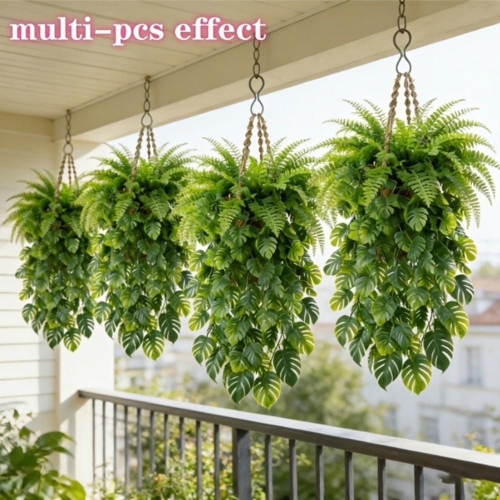 Plastic Artificial Hanging Monstera Vine UV Resistant Trailing Greenery Vine  Balcony