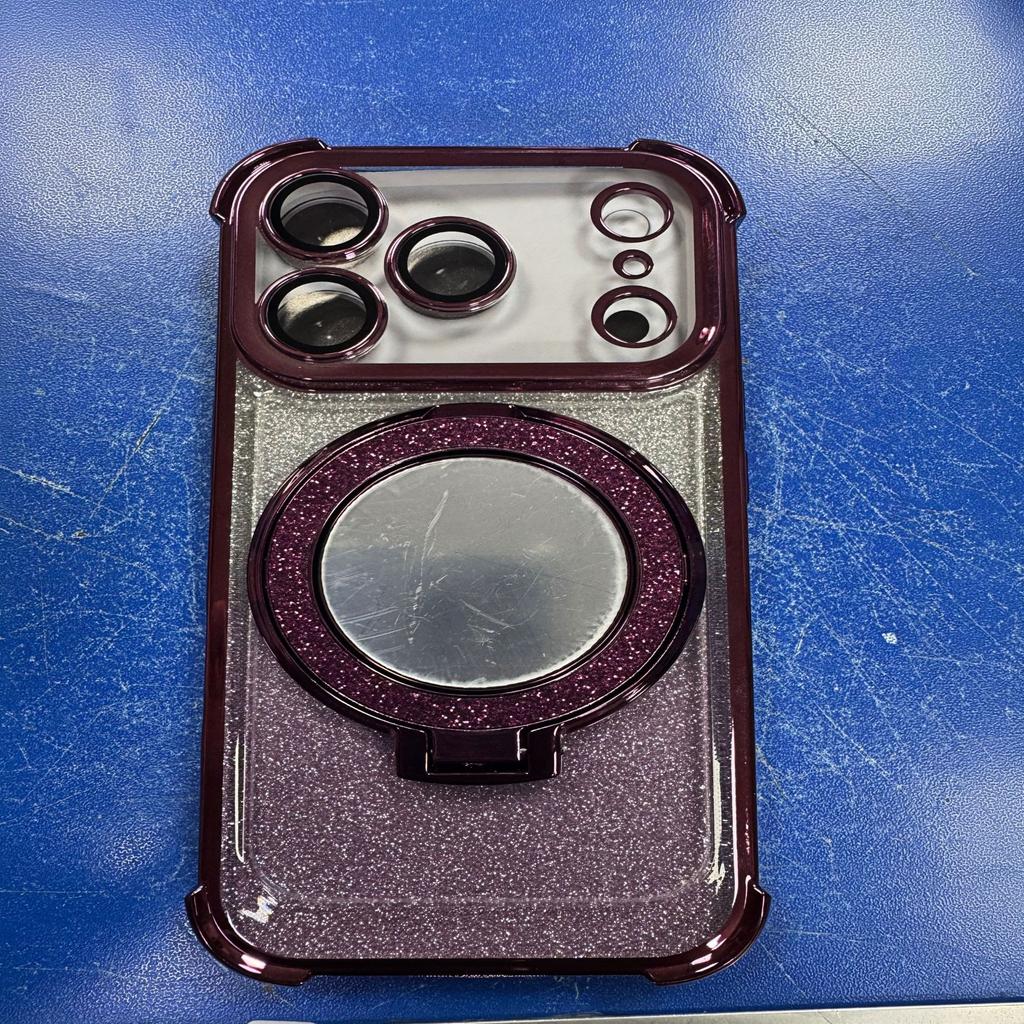 Glitter Mirror Magnetic Suction Bracket iPhone17 Is Suitable for Apple 15 Mobile Phone Case, Simple Four-corner Transparent Electroplating Soft Case