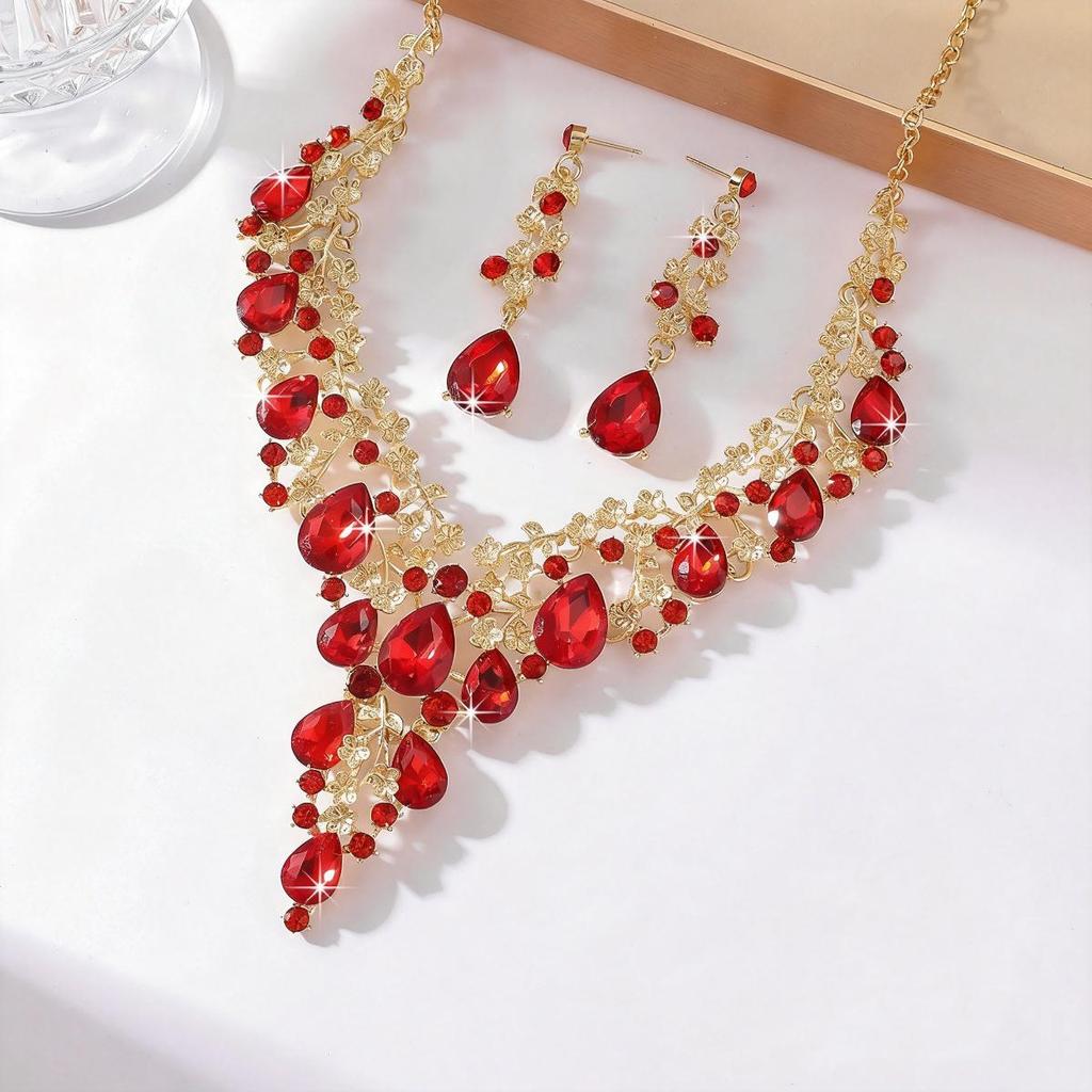 Exquisite High-End European & American Bridal Necklace Earring Set - Elegant Wedding Accessories