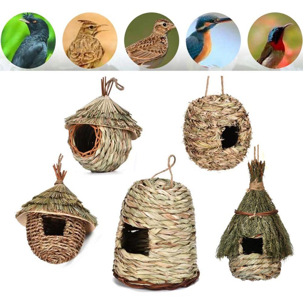 Weaved Birds House 6 Style Birds Nest Pet Bedroom Parrot Breeding Hut Shelter