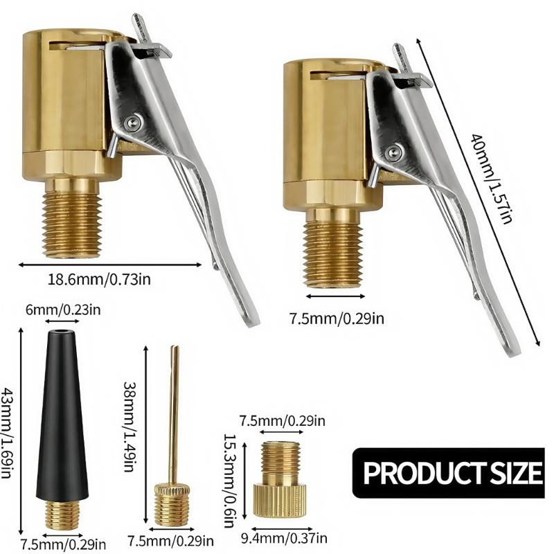 Universelles Pumpenadapter-Set Messing-Verriegelungs-Reifenfüller-Düsennadel-Adapter Reifenluft-Chuck-Clip-Adapter Einfach zu installieren
