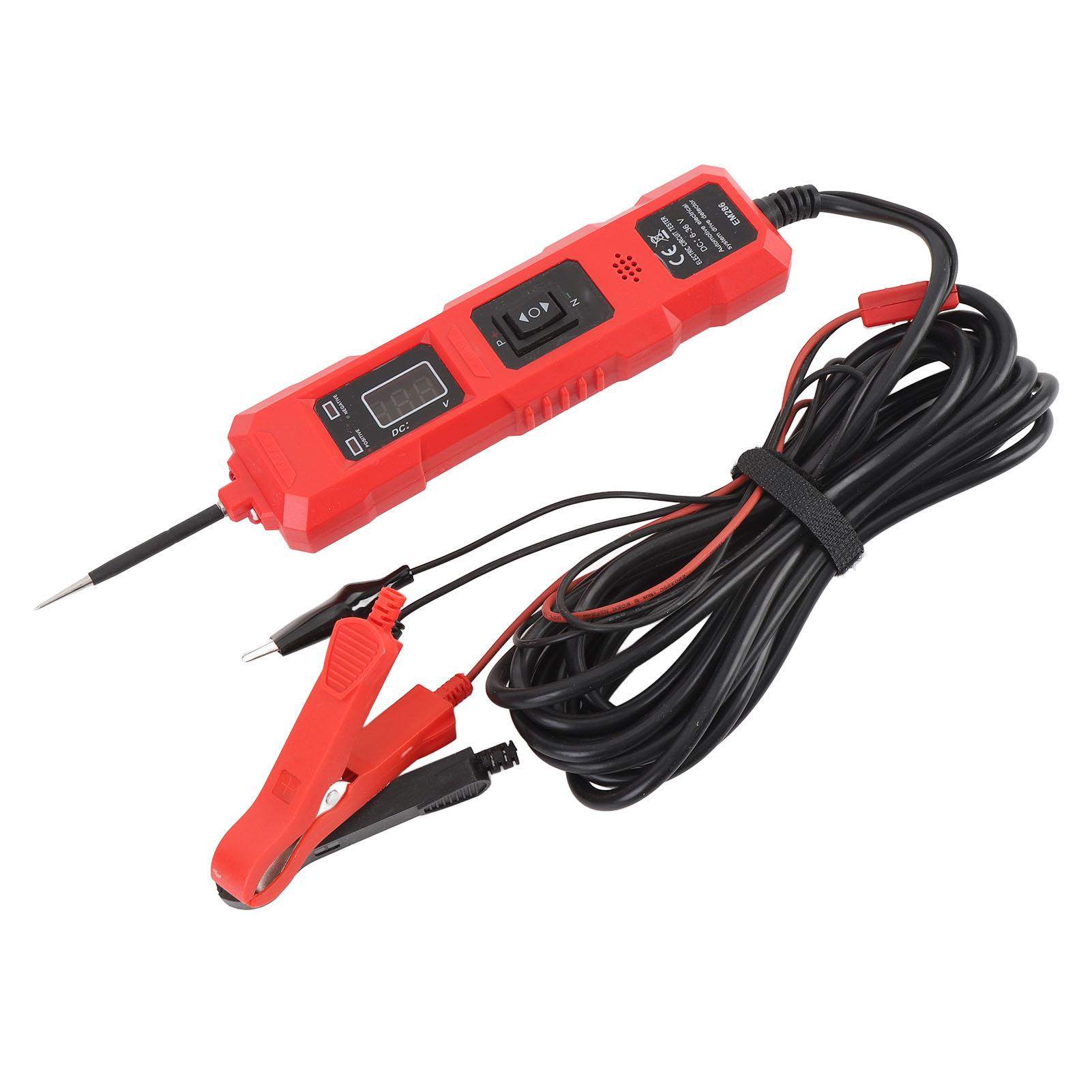 

Car Circuit Tester DC 6 to 36V Multifunctional High Sensitivity with 2 Clips Power Circuit Probe красный